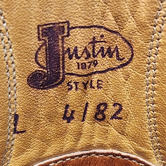 VINTAGE TAN WESTERN LEATHER JUSTIN COWBOY BOOTS SZ 6 - Picture 9 of 11